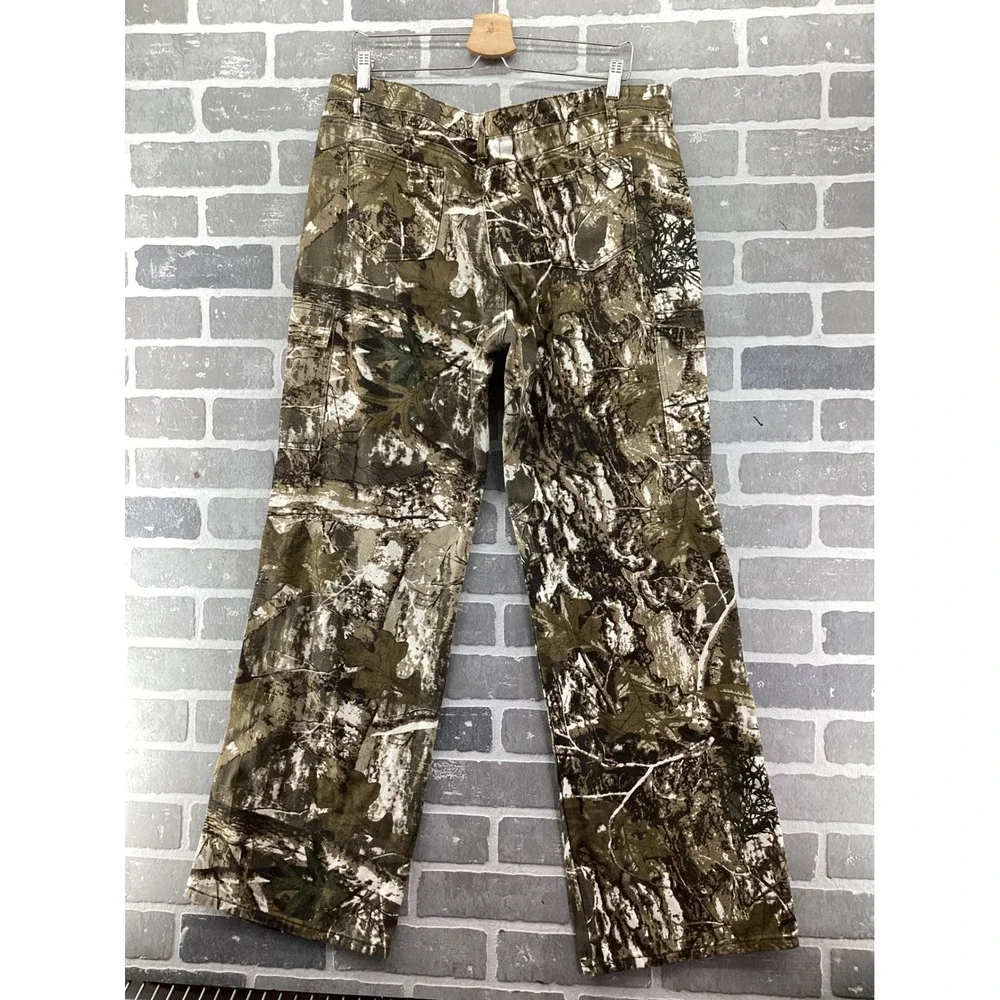 Pinkymoor Womens Camo Cargo Pants XL Green Brown Forest Camouflage Straight Leg